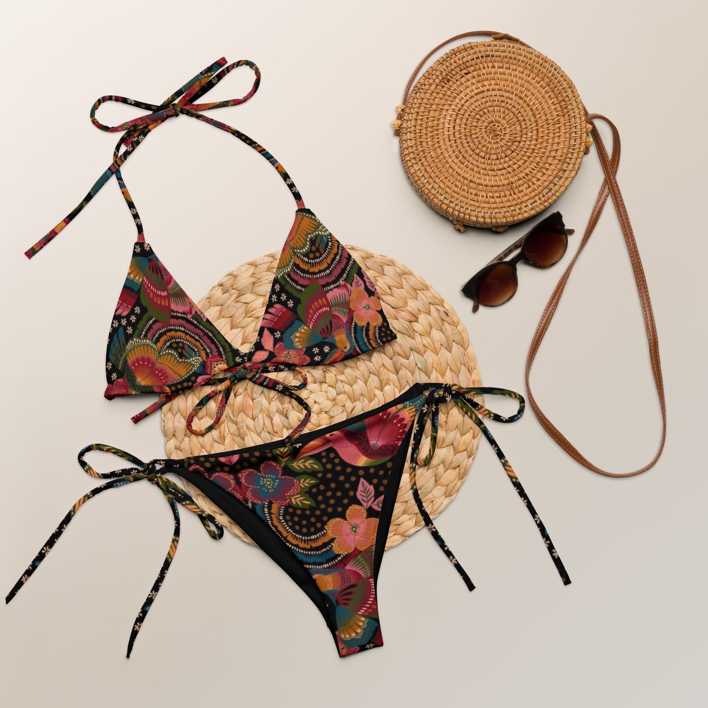 Black Jungle Recycled String Bikini