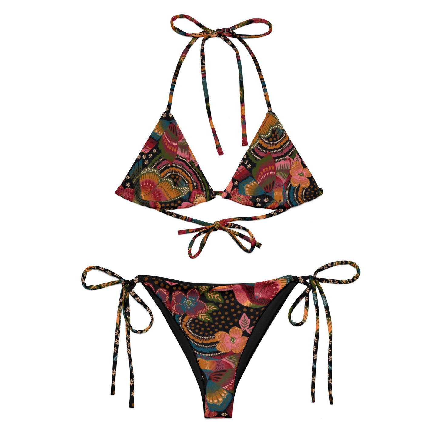 Black Jungle Recycled String Bikini