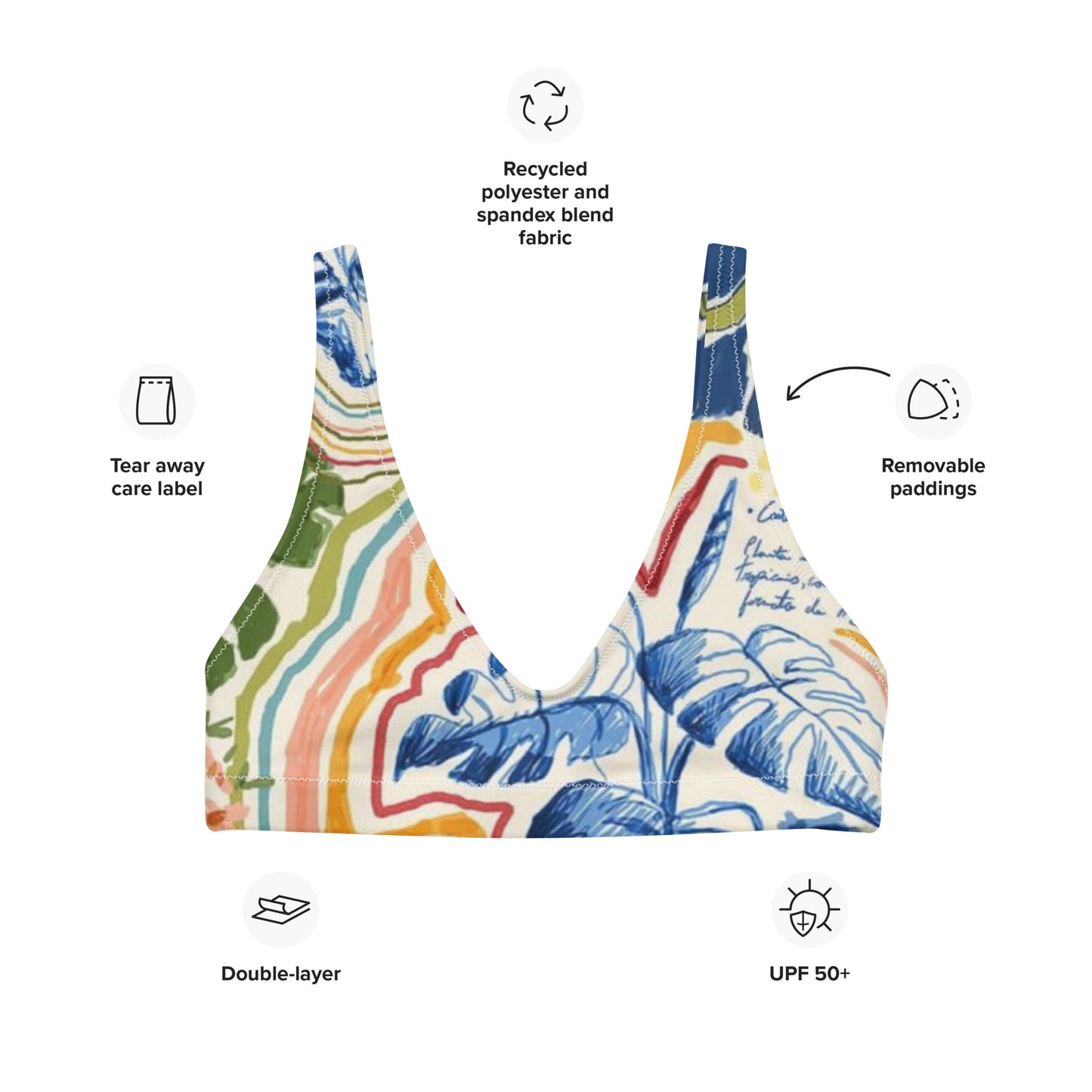 Green Jungle Recycled padded Bra Top