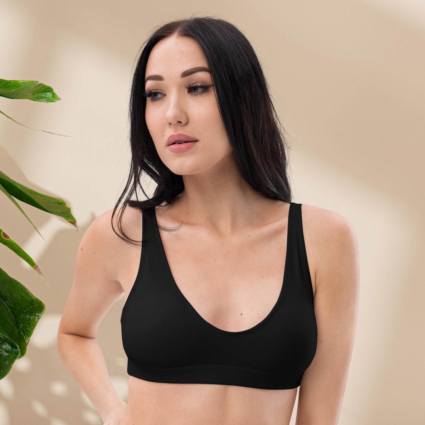 Black Recycled padded Bra Top