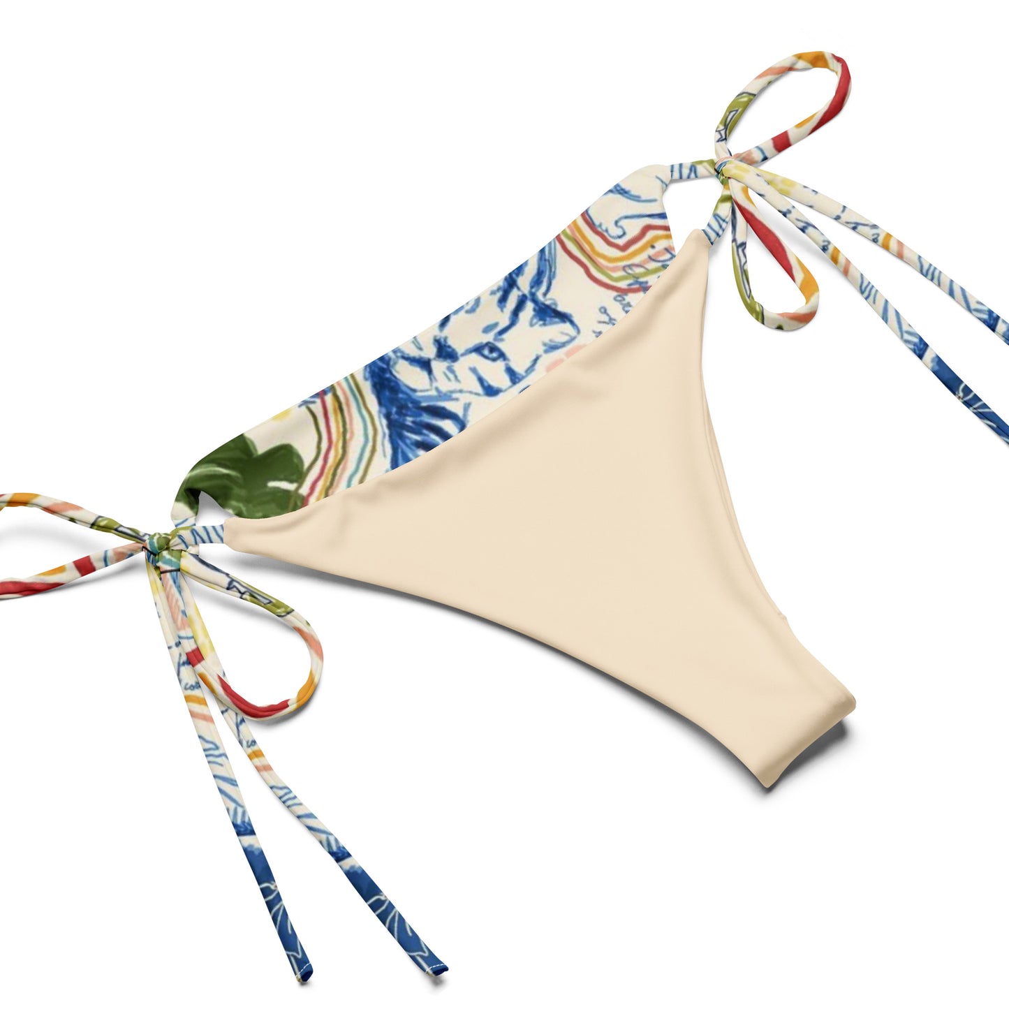 Blue Leafy Recycled String Bikini